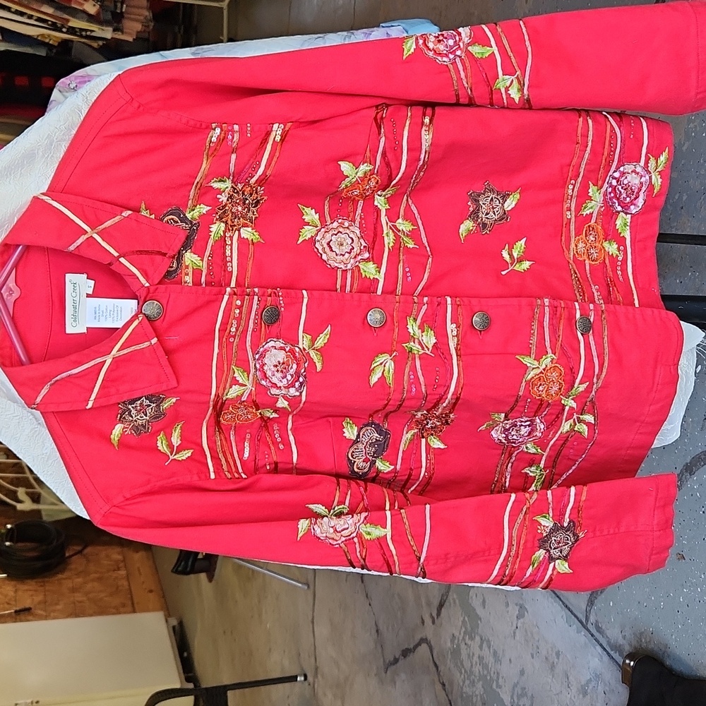 Red Embroidered Jacket by Coldwater Creek